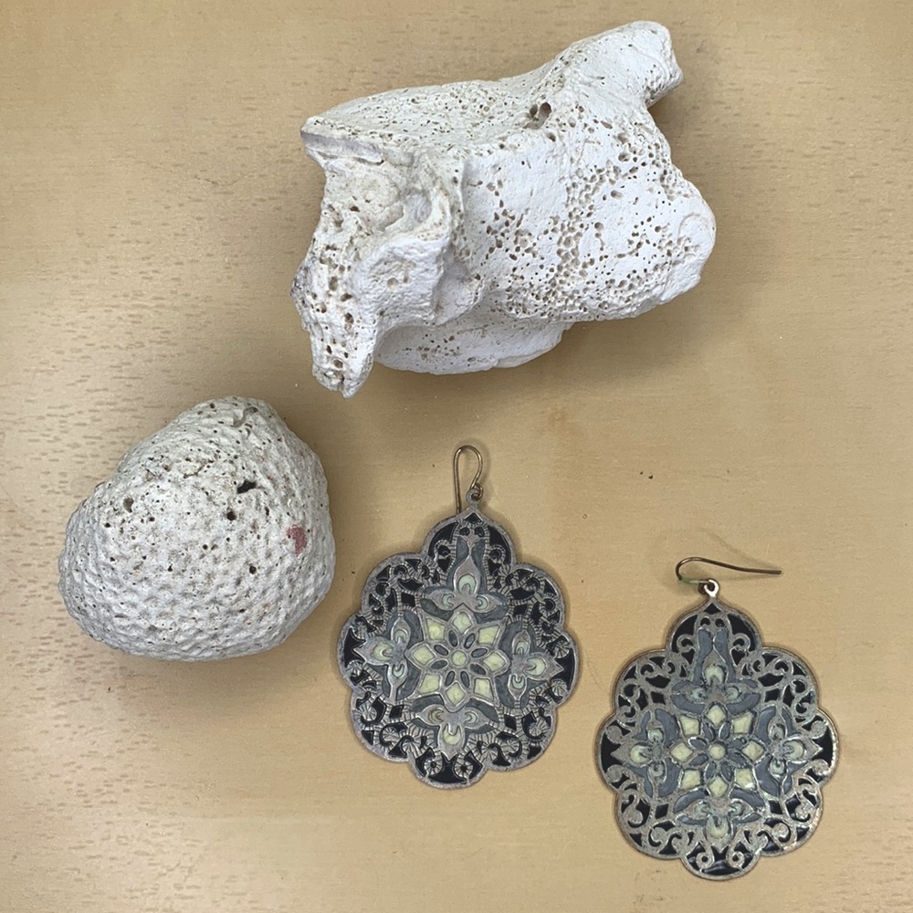 Bo ho silver and black earrings